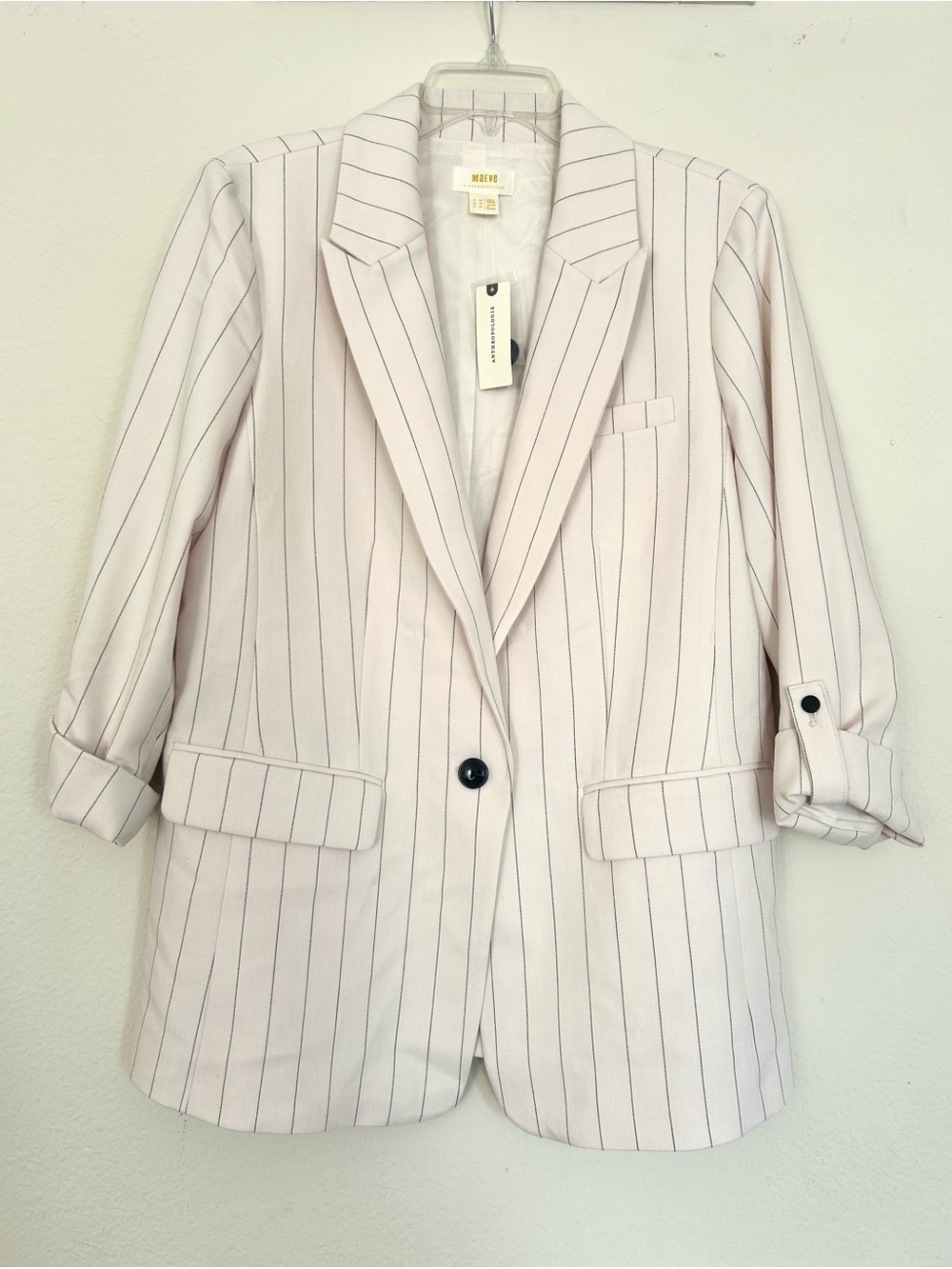 Anthropologie light Cream Pinstripe Single-Button Blazer